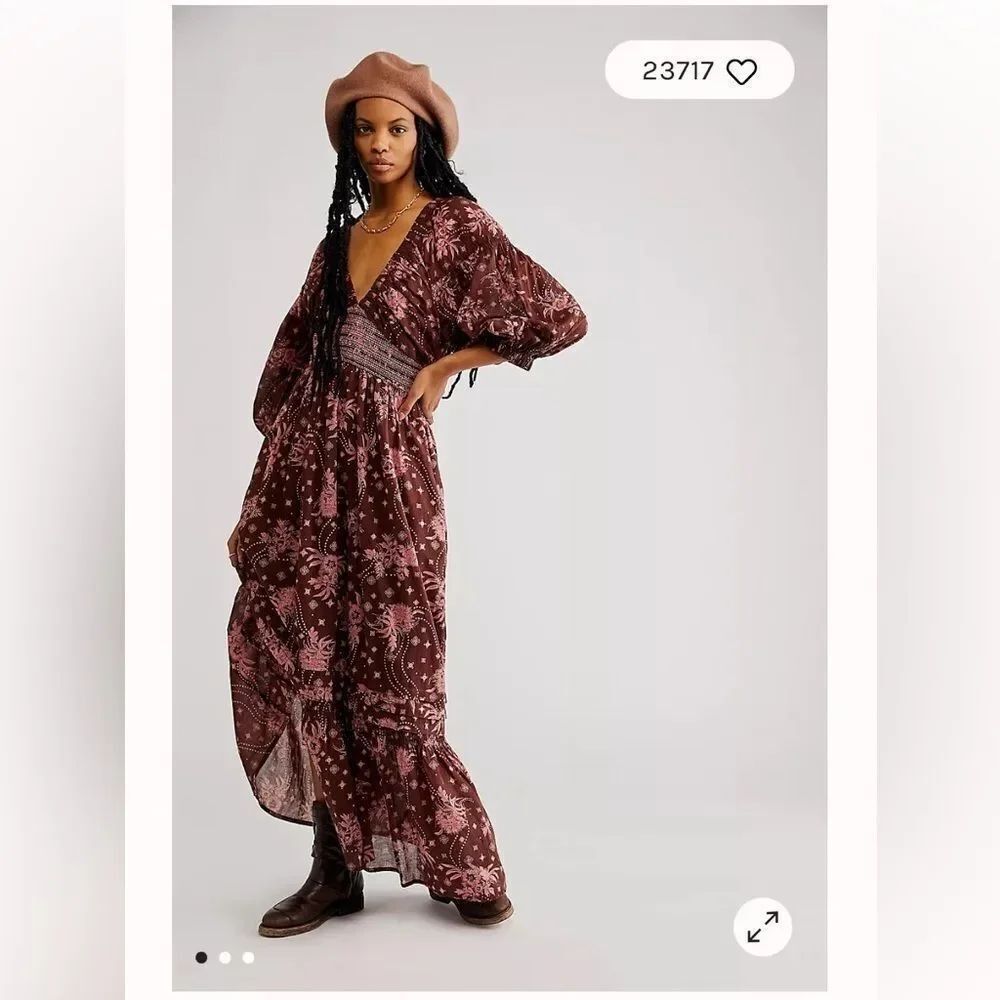 Free People Golden Hour Maxi Dress Color: Pink Chocolate Combo